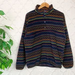 Vintage Quarter Snap Multicolored Fair Isle Fleece